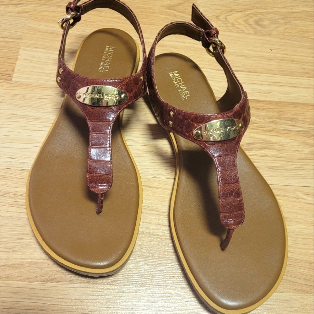 Michael Kors brown leather sandals sz 8 1/2